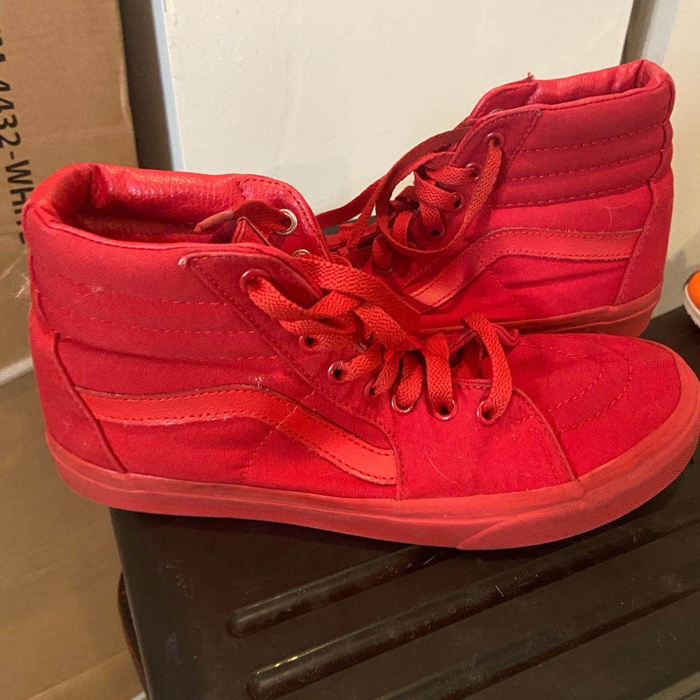 Red Vans hi top